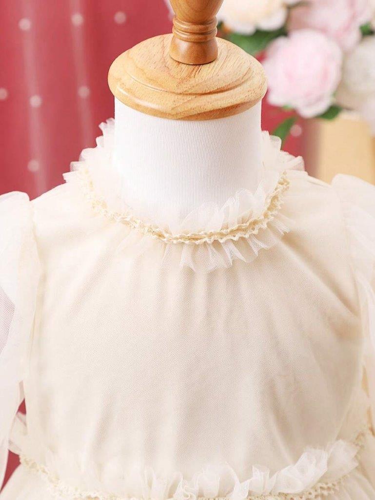 Baby Elegant Frilled Neck Dress With Hat