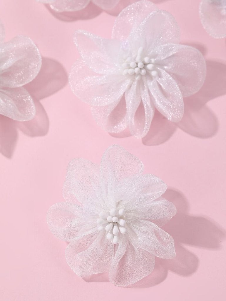 2 Piece White Mesh Hair Clips
