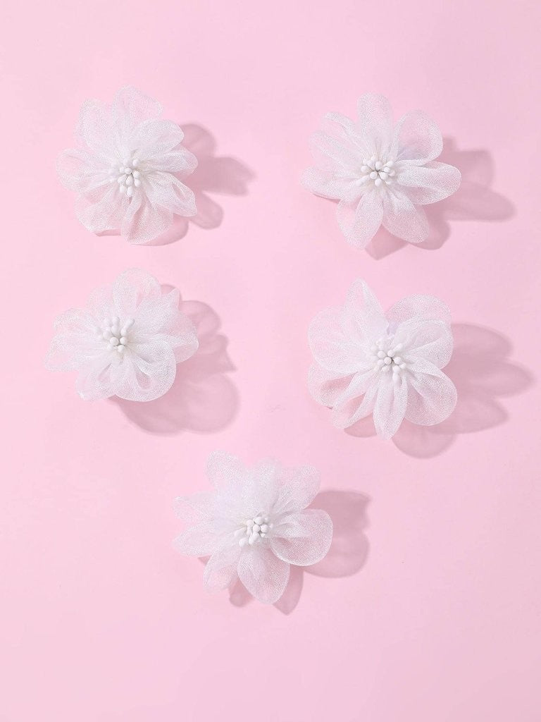 2 Piece White Mesh Hair Clips