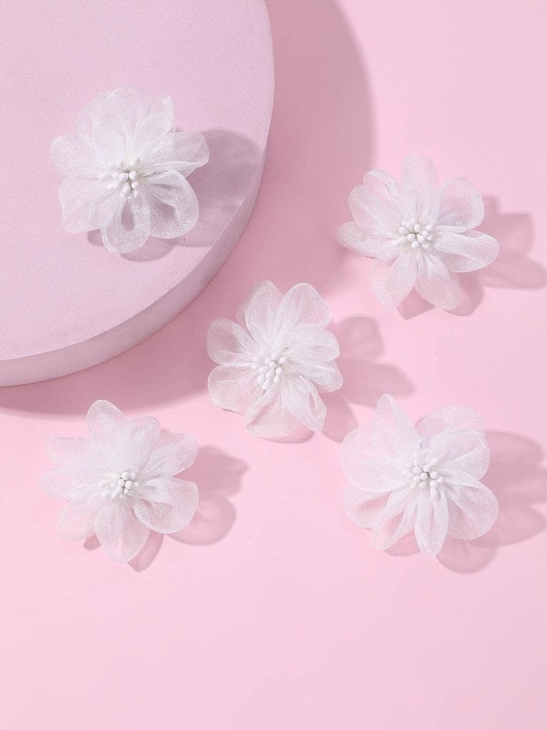2 Piece White Mesh Hair Clips