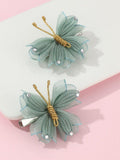 2 Piece Green Butterfly Hair Clips