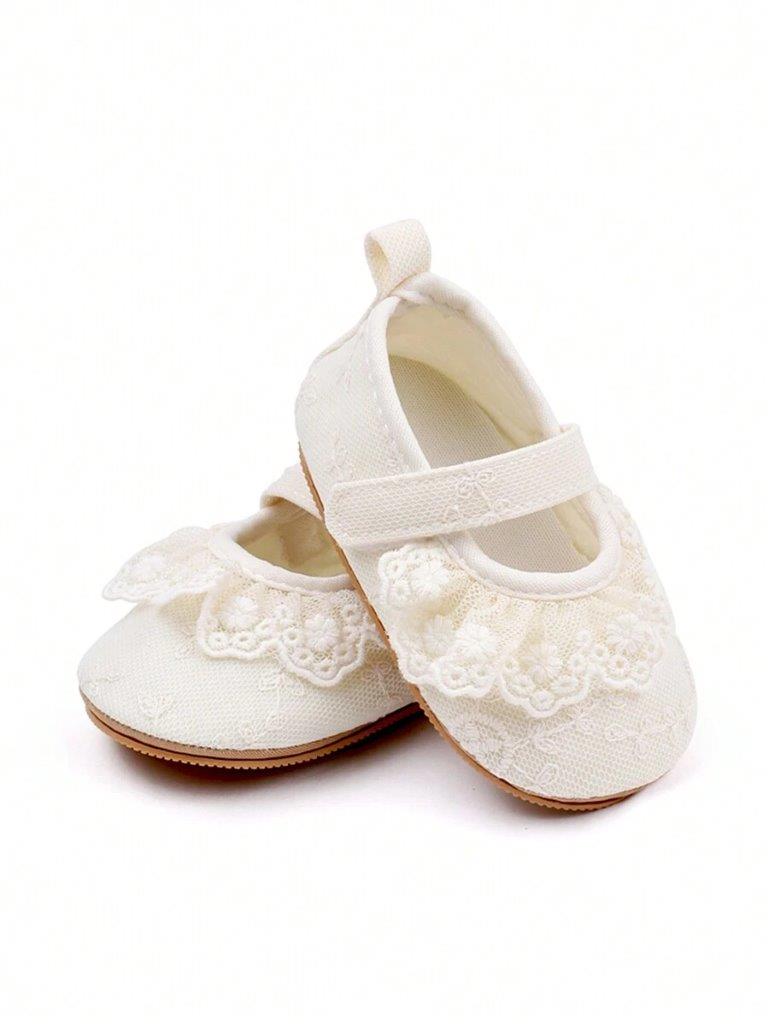 Baby Frilled Lace Flats Beige