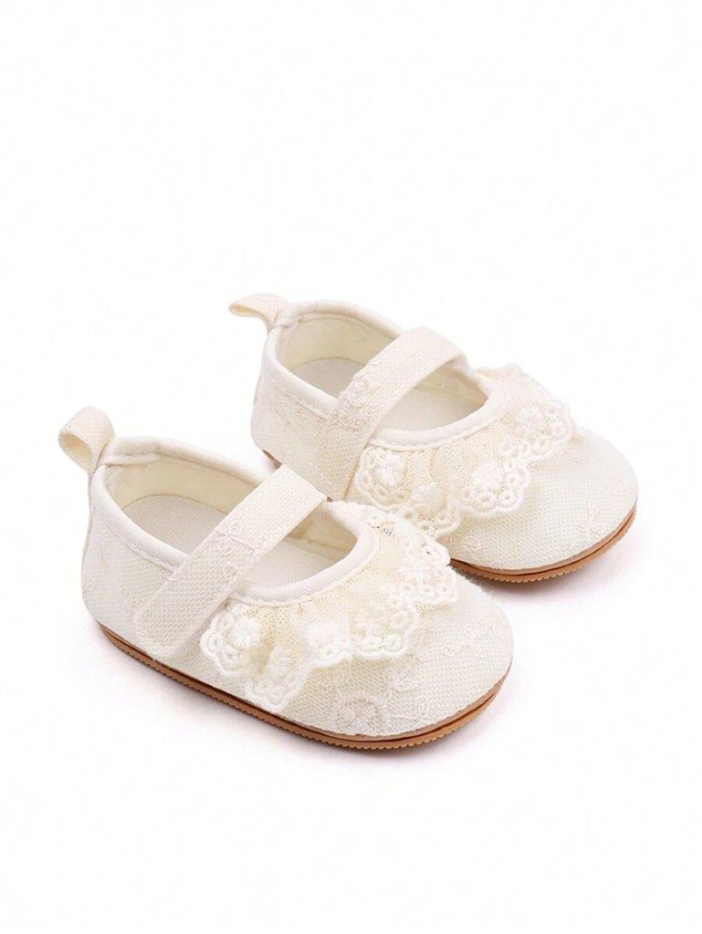 Baby Frilled Lace Flats Beige