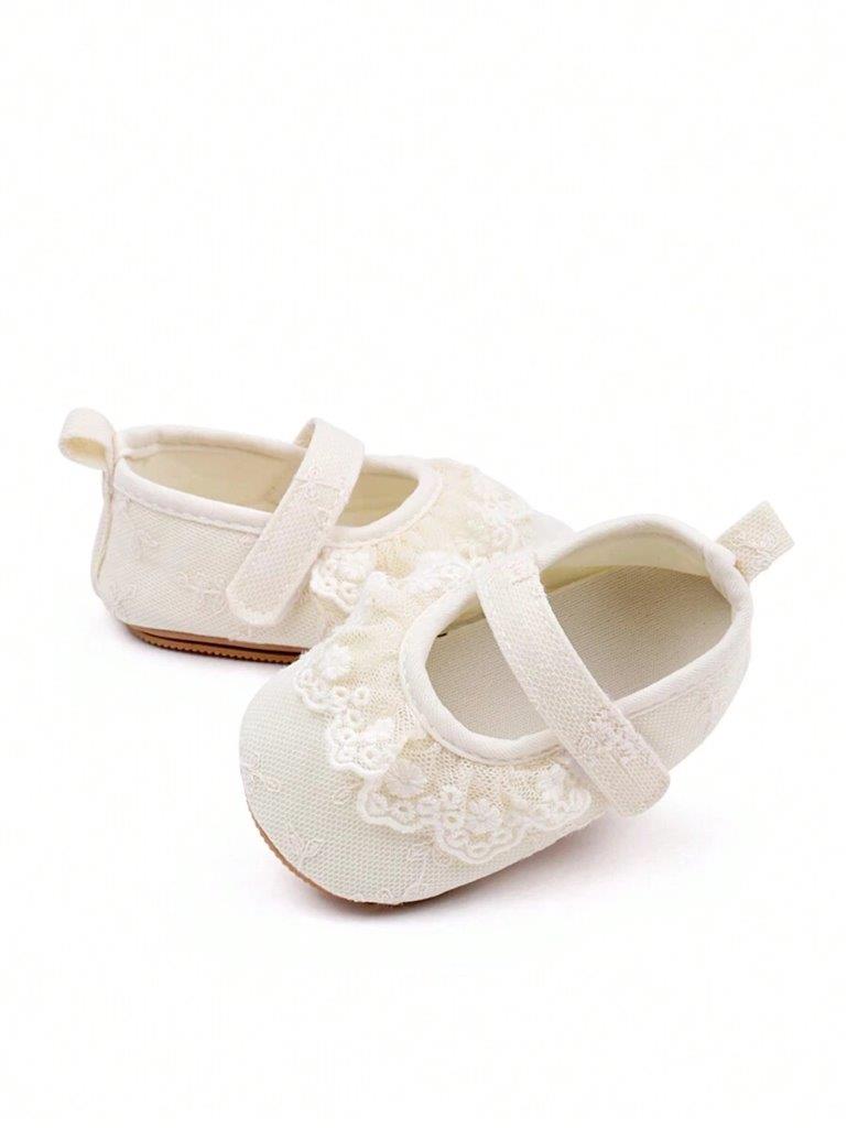 Baby Frilled Lace Flats Beige