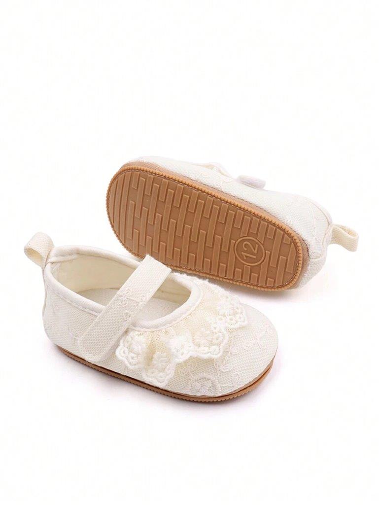 Baby Frilled Lace Flats Beige
