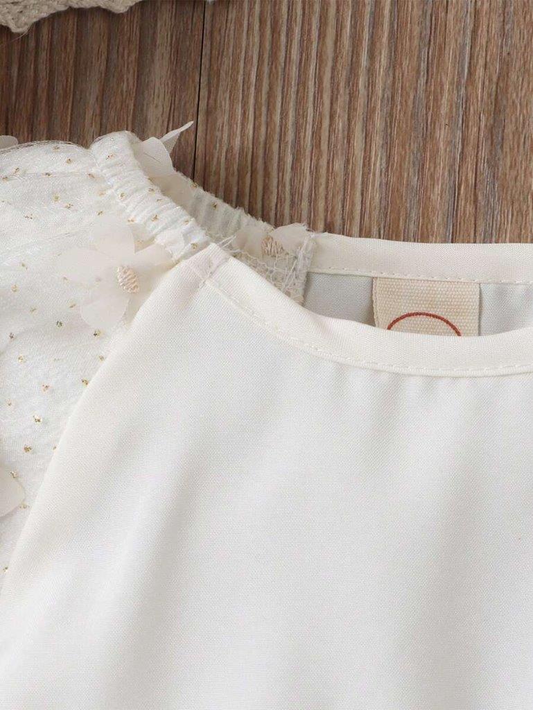 Baby Embroidery Flower Sleeve Bodysuit Dress