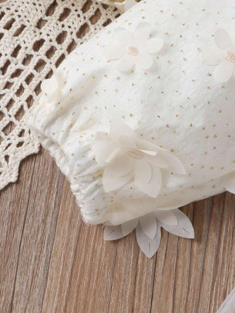 Baby Embroidery Flower Sleeve Bodysuit Dress
