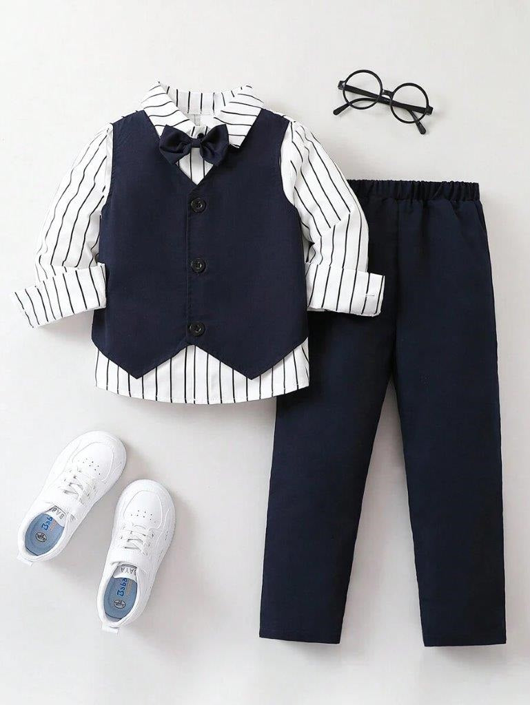 Toddler Boys 2 in 1 Stripe Shirt And Pants Set
