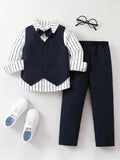 Toddler Boys 2 in 1 Stripe Shirt And Pants Set