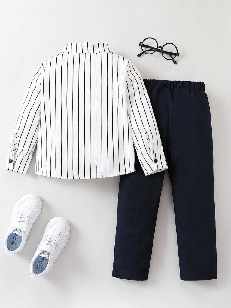 Toddler Boys 2 in 1 Stripe Shirt And Pants Set