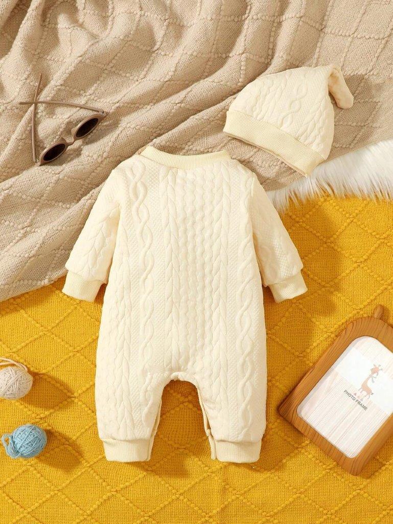 Baby Double Breasted Jumpsuit And Beanie