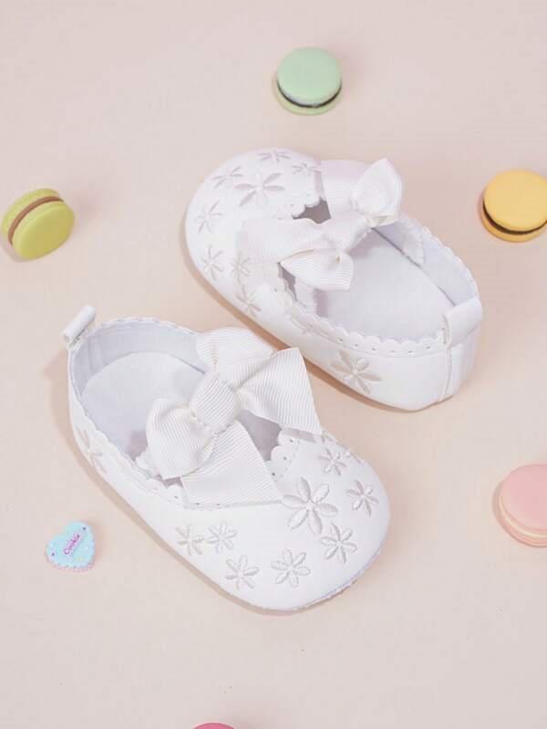 Baby White Flower Bow Flats