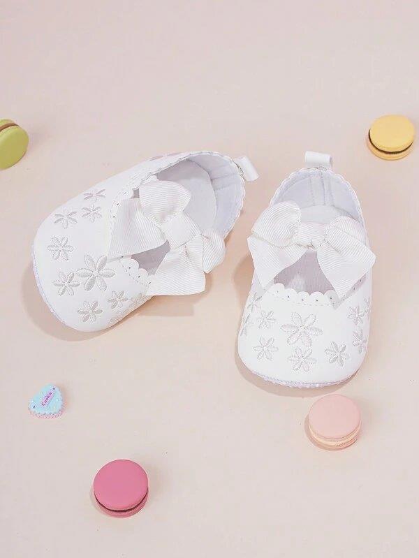 Baby White Flower Bow Flats