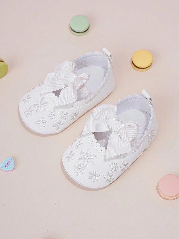 Baby White Flower Bow Flats