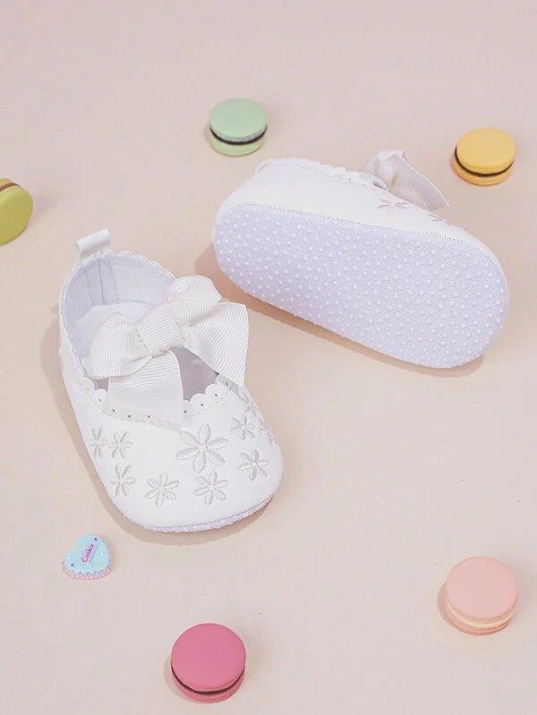 Baby White Flower Bow Flats