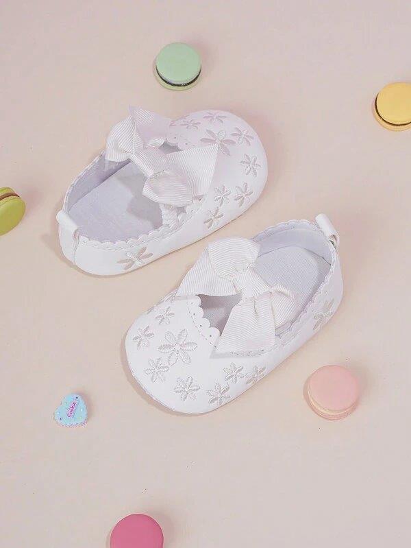 Baby White Flower Bow Flats