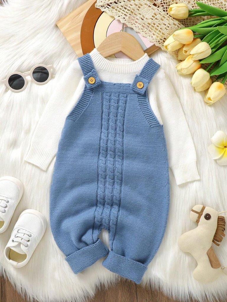 Baby Knitted Cable Jumpsuit Without Tee