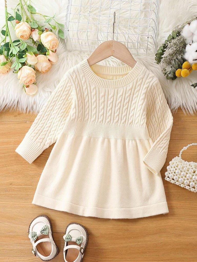 Baby Apricot Cable Knitted Dress