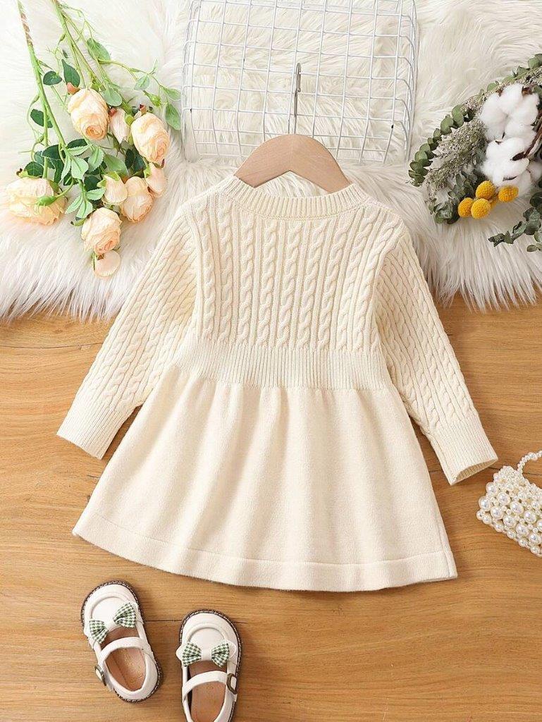 Baby Apricot Cable Knitted Dress