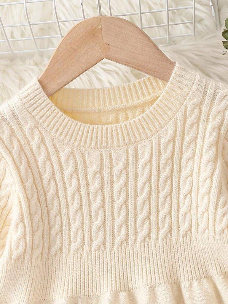 Baby Apricot Cable Knitted Dress
