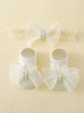 Baby Pearl Decor Socks With Headband 0-6 mnths