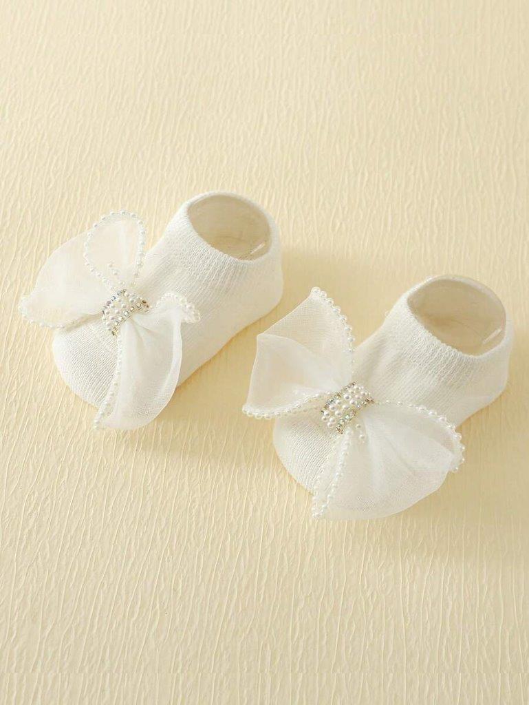 Baby Pearl Decor Socks With Headband 6-12 Months