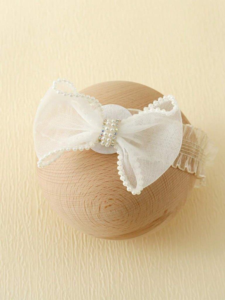 Baby Pearl Decor Socks With Headband 0-6 mnths
