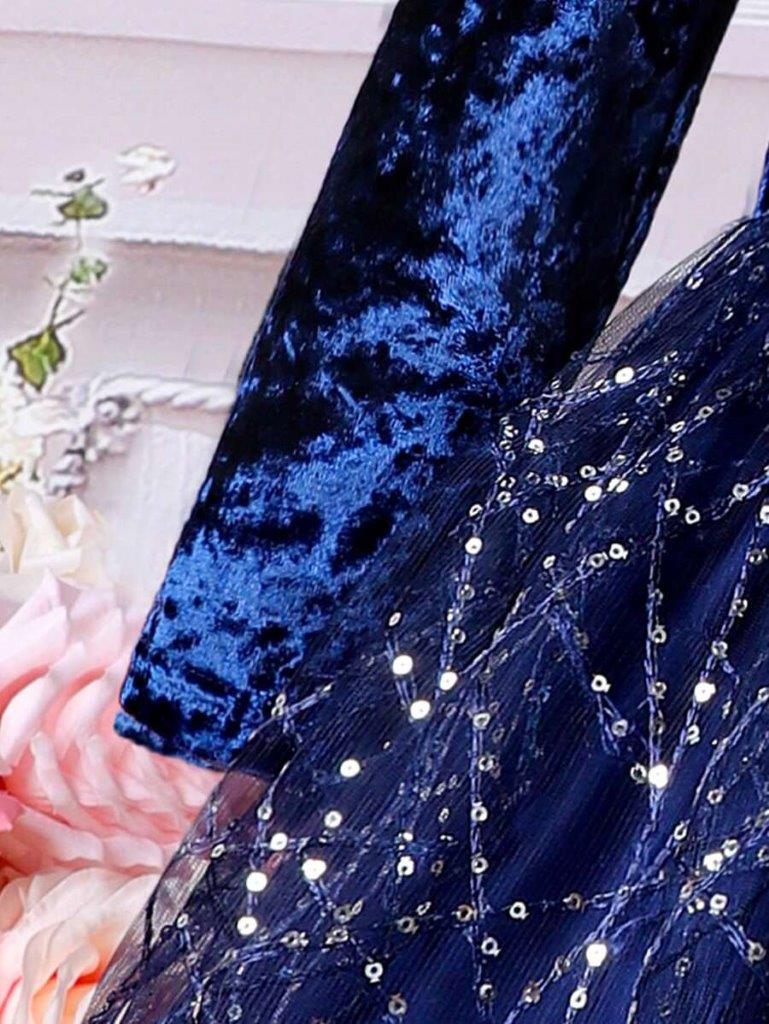 Toddler Girls Velvet Sequin Belted Dress