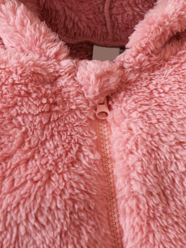 Baby Pink 3D Ears Hooded Jumpsuit