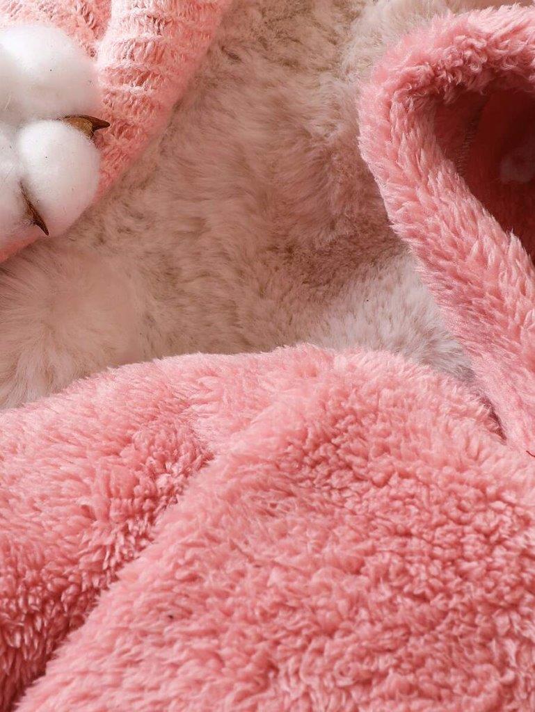 Baby Pink 3D Ears Hooded Jumpsuit