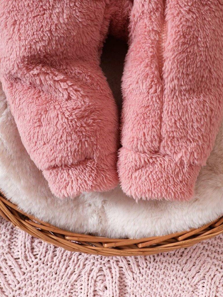 Baby Pink 3D Ears Hooded Jumpsuit