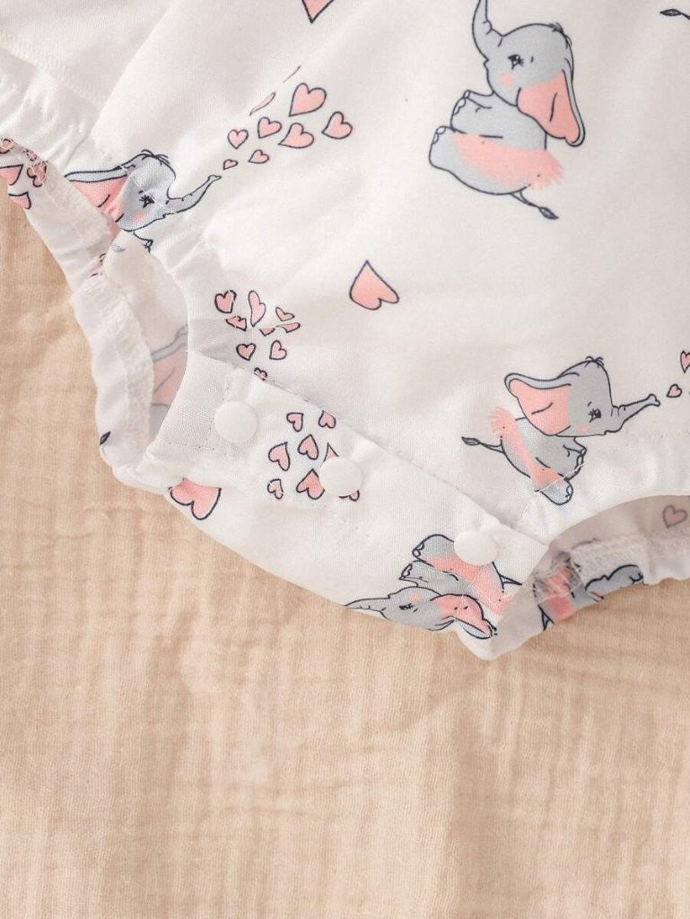 Baby Elephant Character Bodysuit With Pinafore Dress Set