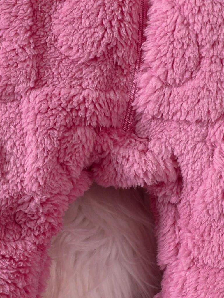 Baby Hot Pink Fluff Hooded Jumpsuit