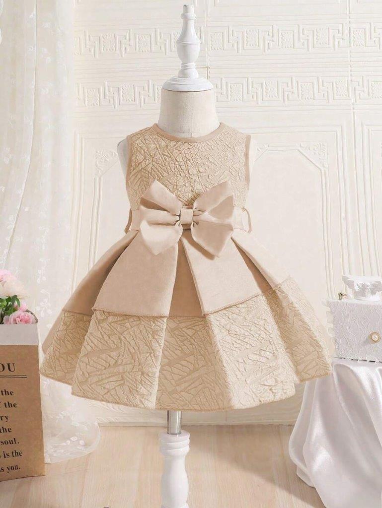 Baby Elegant Front Bow Pleated Dress