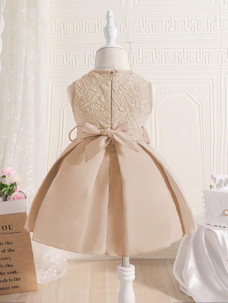 Baby Elegant Front Bow Pleated Dress