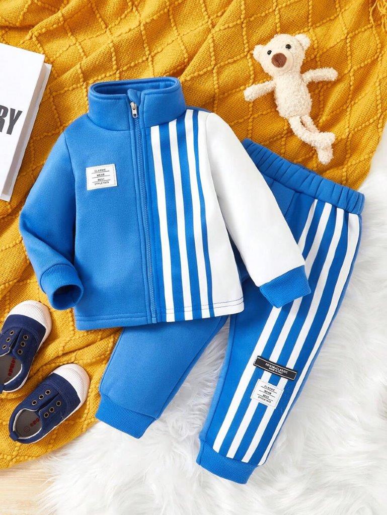 Baby Stripe Zip Up Jacket And Sweatpants Set