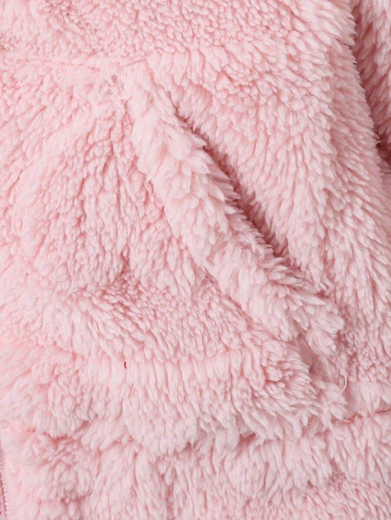 Baby Pink Fluff Hooded Jumpsuit