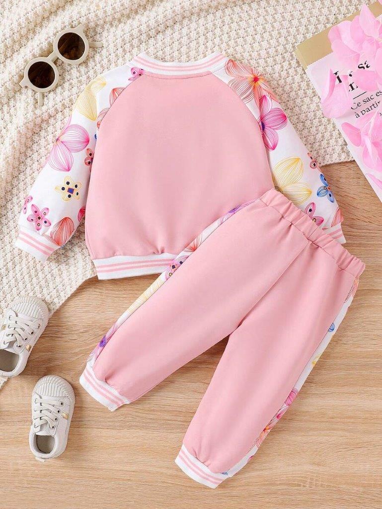 Baby Floral Sleeve Jacket And Pants Set