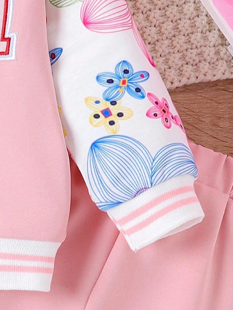 Baby Floral Sleeve Jacket And Pants Set