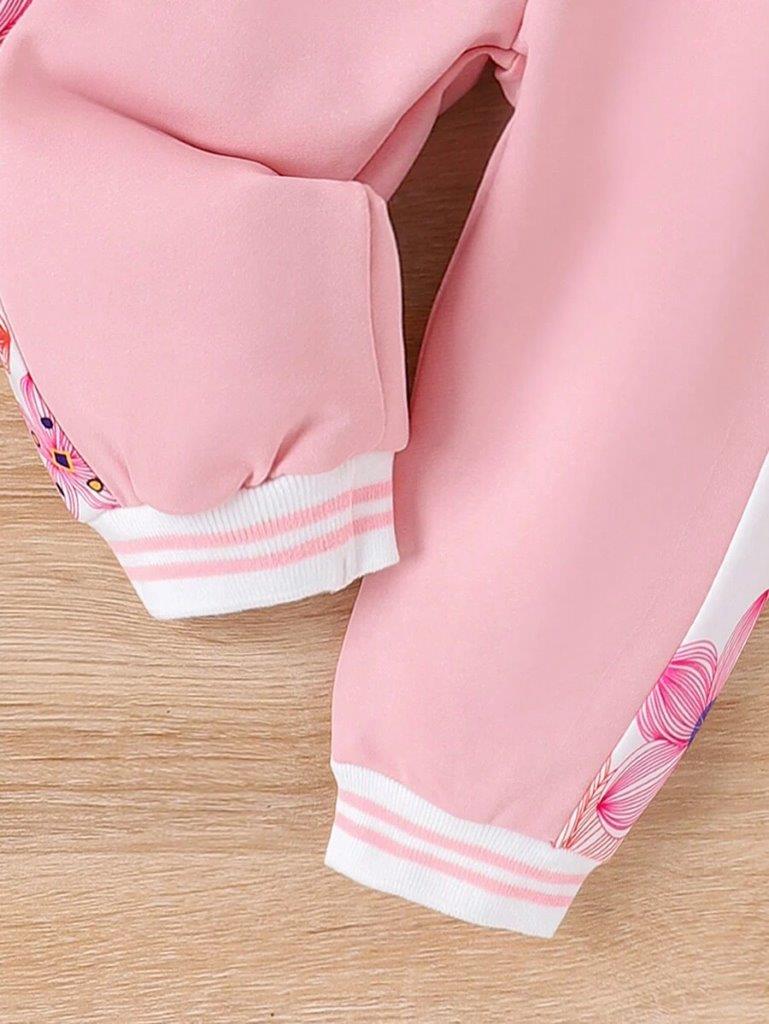 Baby Floral Sleeve Jacket And Pants Set