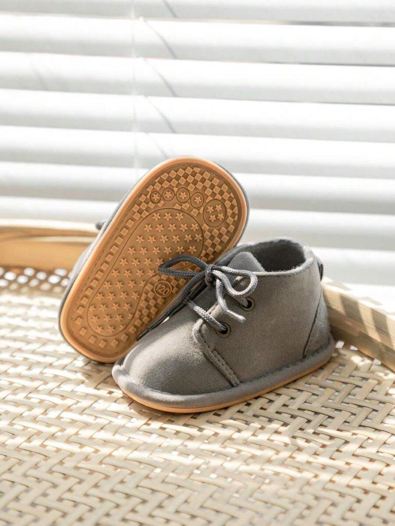 Baby Black Suede Lace Up Ankle Boot Grey
