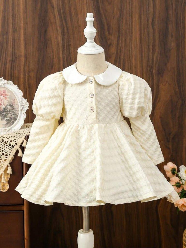 Baby Elegant Pattern Puff Sleeve Dress