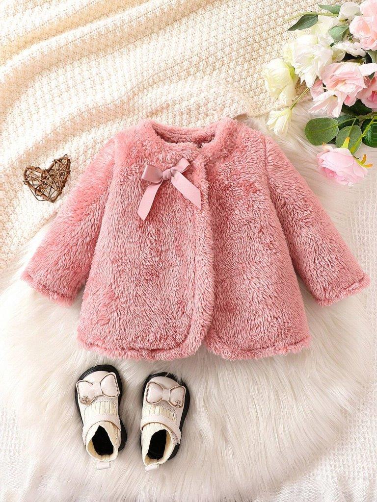 Baby Pink Bow Teddy Coat