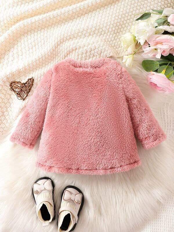 Baby Pink Bow Teddy Coat