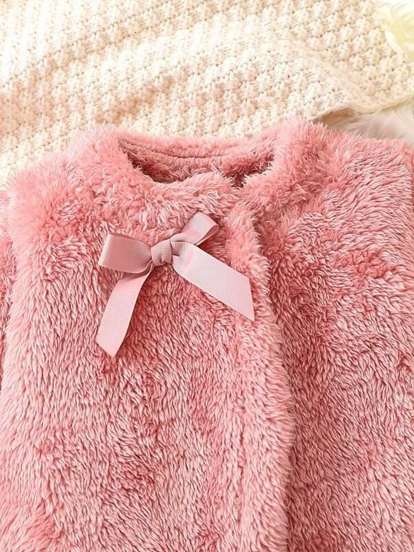 Baby Pink Bow Teddy Coat