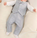 Baby 3 Piece Front Jacket Bow Tie Bodysuit And Pants Set