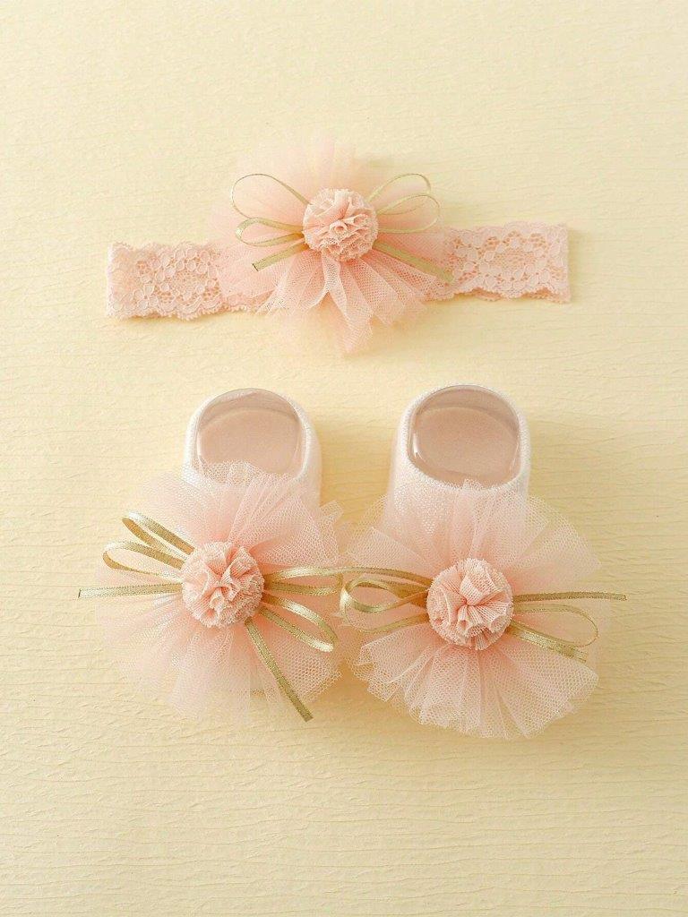 Baby Decor Socks With Headband 0-6 mnths