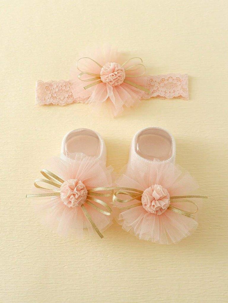 Baby Decor Socks With Headband 0-6 mnths