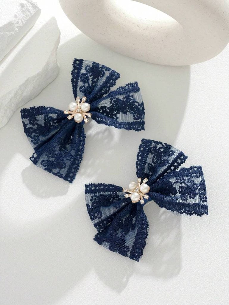 2 Piece Navy Blue Hair Clips Set