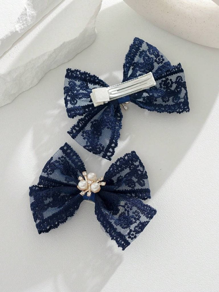2 Piece Navy Blue Hair Clips Set